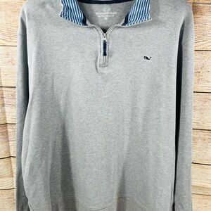 Vineyard Vines Blue and Gray Quarter-Zip Pullover